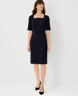 The Square Neck Sheath Dress in Seasonless Stretch