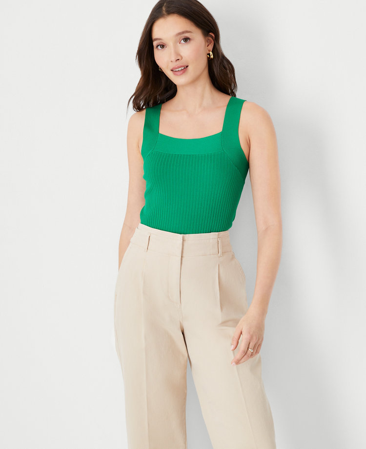 Ribbed Square Neck Sweater Shell