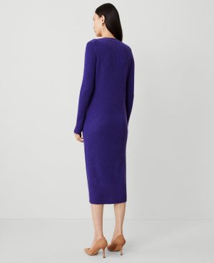 Cashmere Ribbed Cardigan Dress