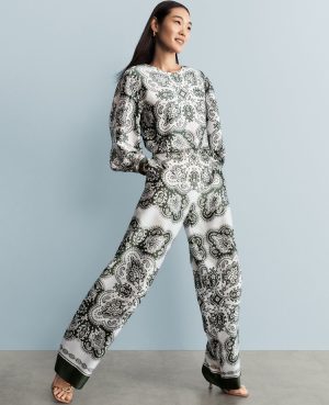 The Easy Wide-Leg Pant in Paisley Satin