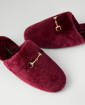 Weekend Collection Horsebit Fuzzy Slide Flat