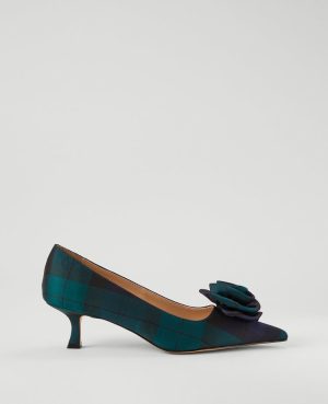 Nip-Toe Kitten-Heel Satin Rosette Pump