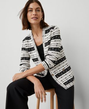Striped Tweed Sweater Jacket