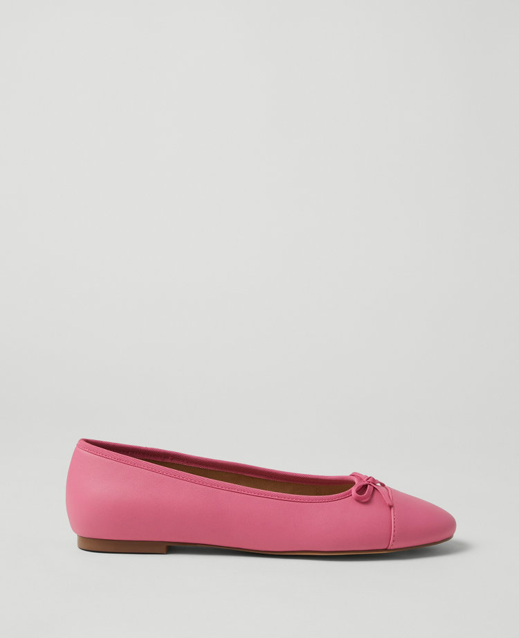 Weekend Collection Cap Toe Leather Ballet Flats