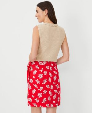 Leafed Linen Blend Sarong Wrap Skirt