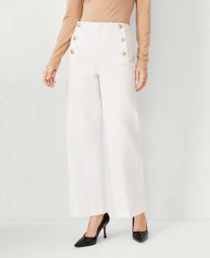 Petite Mariner High Rise Wide-Leg Crop Jeans in Ivory