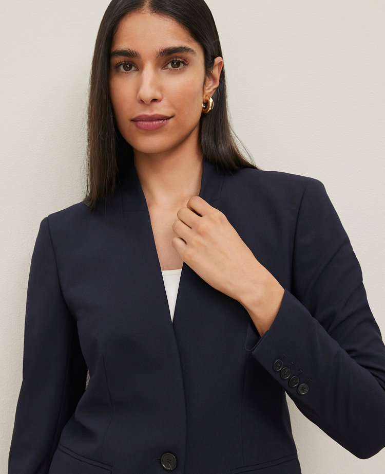 The Collarless Blazer in Seasonless Stretch