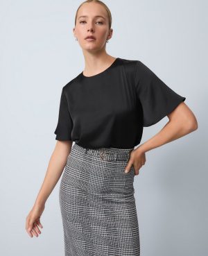 Satin Flutter Sleeve Tee