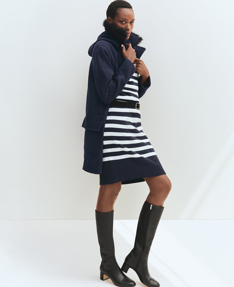 Petite Weekend Collection Striped Sweater Dress