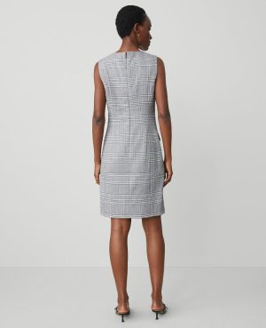 The Petite Button Shift Dress in Plaid