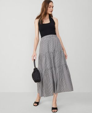 Gingham Taffeta Tiered Skirt