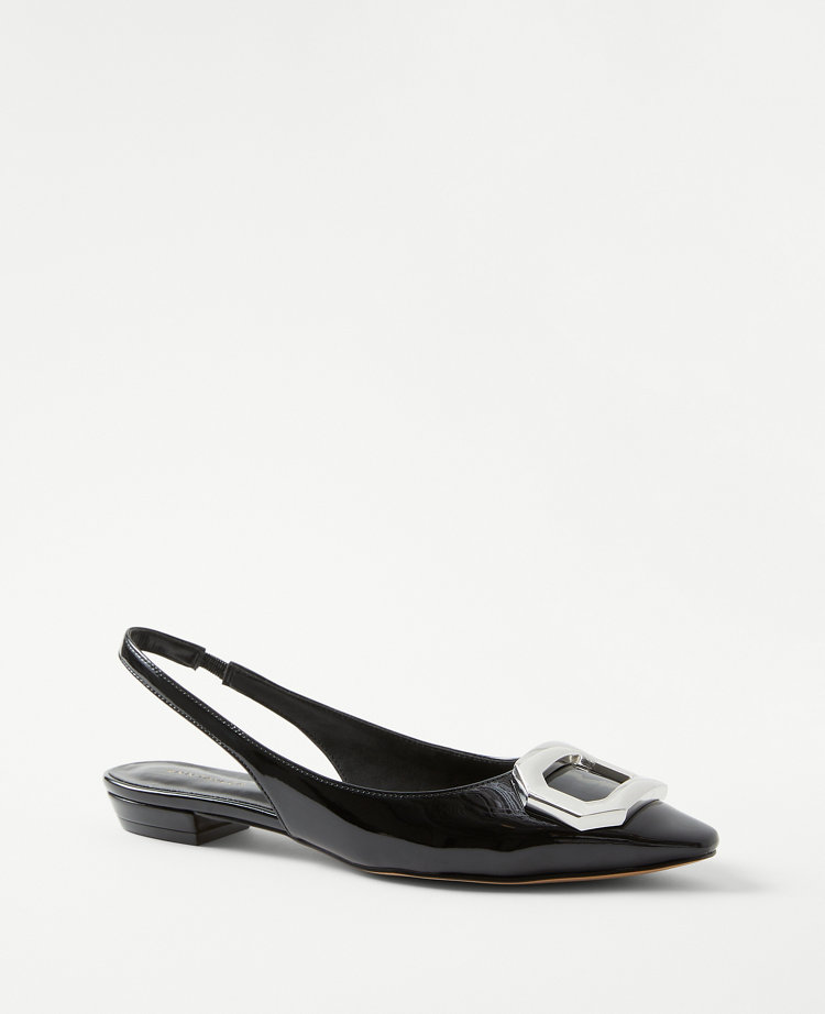 Patent Buckle Slingback Flat