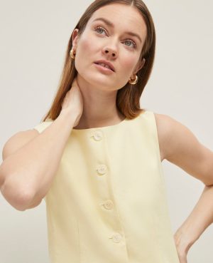 Linen Blend Long Vest