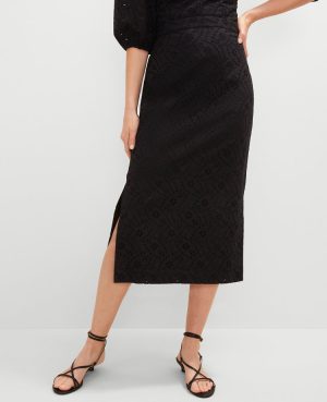 Eyelet Clean Midi Skirt