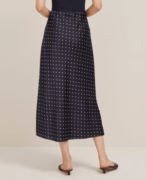 Dotted Satin Bias Slip Skirt