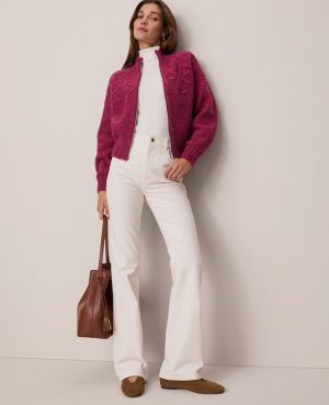 Weekend Collection Cable Bomber Sweater Jacket