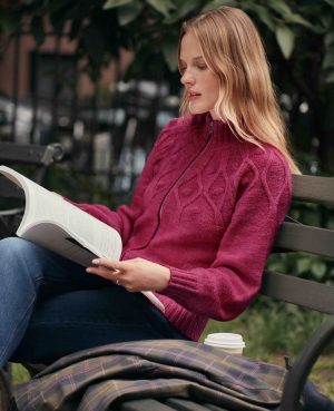 Weekend Collection Cable Bomber Sweater Jacket