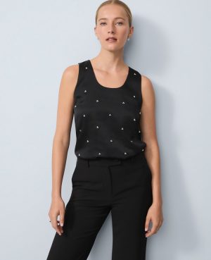 Pearl Embellished Sleeveless Top