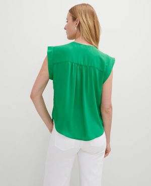 Petite Pintucked Cap Sleeve Top