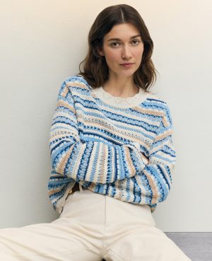 Weekend Collection Striped Mixed Stitch Sweater