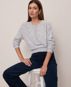 Weekend Collection Pointelle Henley Sweater