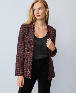 The Long V-Neck Jacket in Tweed