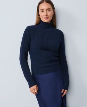 Cashmere Ribbed Turtleneck Sweater