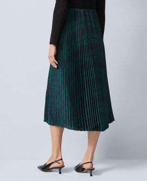 Plaid Pleated Midi Skirt