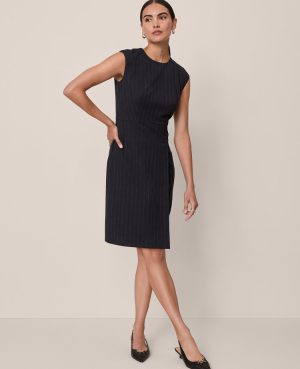 Wrap Effect Sheath in Pinstripe
