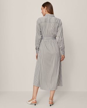 Striped Collared Midi Shirtdress
