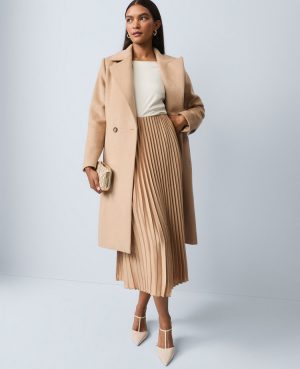 Satin Pleated Midi Skirt