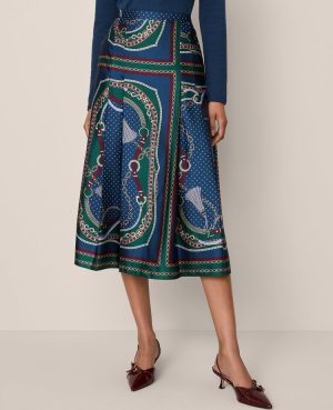 Chain Link Satin Wrap Midi Skirt