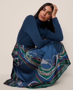 Chain Link Satin Wrap Midi Skirt