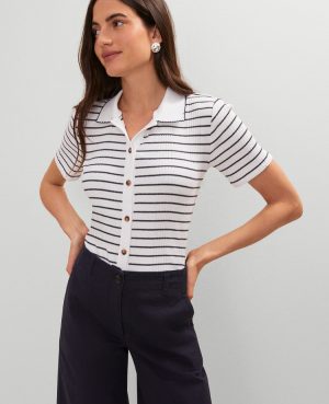 Petite Weekend Collection Striped Polo Shirt