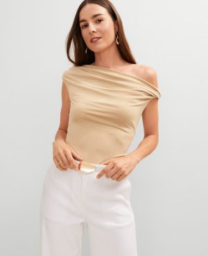 Petite Metallic Asymmetric Top