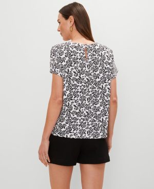 Floral Mixed Media Crew Neck Tee