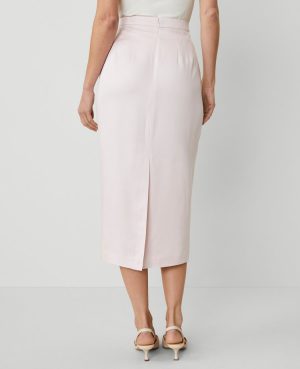 Petite Sateen Column Midi Skirt