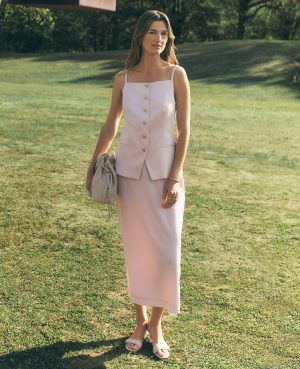 Petite Sateen Column Midi Skirt