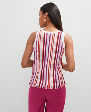 Petite Fringe Striped Shell