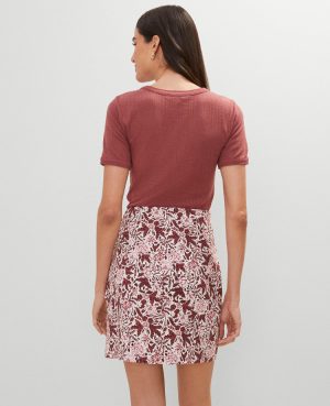 Weekend Collection Floral Linen Blend Wrap Skirt