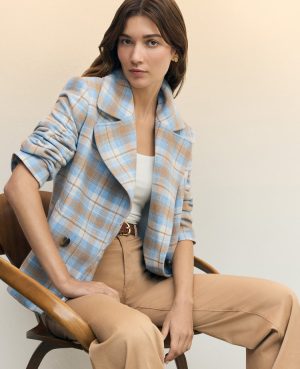 Petite Weekend Collection Plaid Short Trench Coat