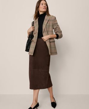 Studio Collection Seamed Pencil Skirt in Suede