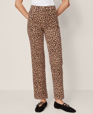 Petite Weekend Collection High Rise Corduroy Pant in Animal Print