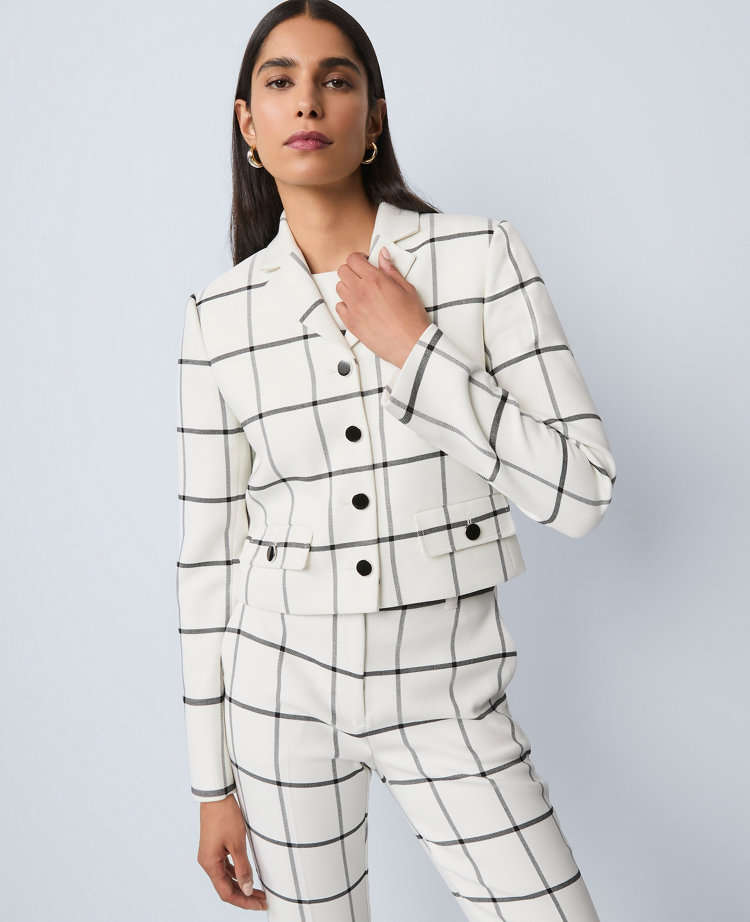 The Petite Military Blazer Jacket in Windowpane