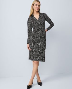 Dotted Knit Wrap Dress