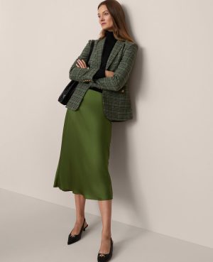 Satin Bias Midi Slip Skirt