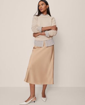 Satin Bias Midi Slip Skirt