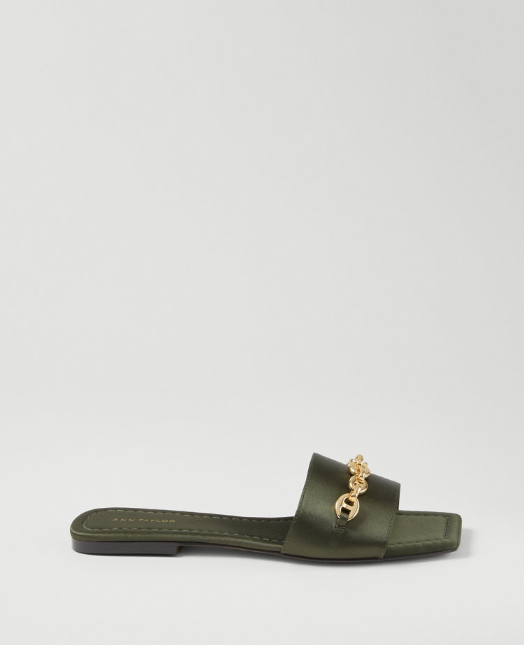 Chain Satin Slide Sandals