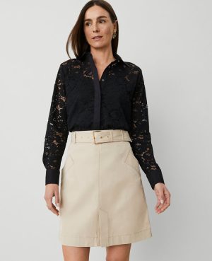 Petite Belted Utility Skirt