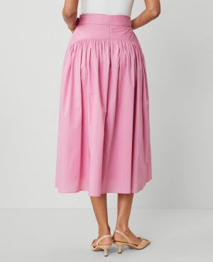 Petite Belted Yoke Midi Skirt